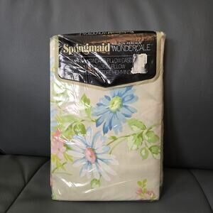Vintage Wondercale Springmaid 2 Standard Pillow Cases Daisy Print Ivory NEW